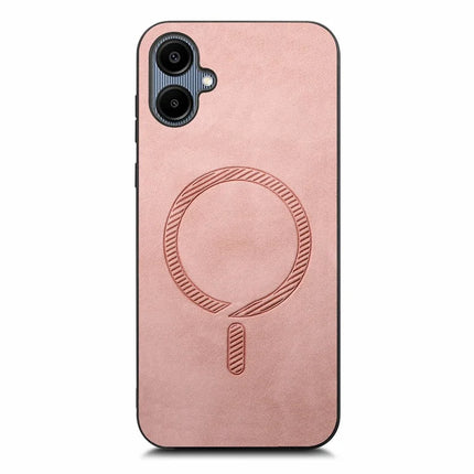 For Samsung Galaxy A06 Leather Back Case Compatible with MagSafe Skin-Touch Phone Cover