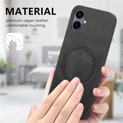 For Samsung Galaxy A06 Leather Back Case Compatible with MagSafe Skin-Touch Phone Cover