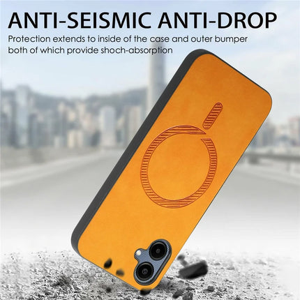 For Samsung Galaxy A06 Leather Back Case Compatible with MagSafe Skin-Touch Phone Cover