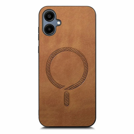 For Samsung Galaxy A06 Leather Back Case Compatible with MagSafe Skin-Touch Phone Cover