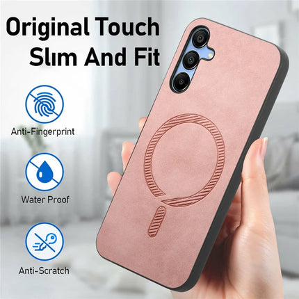 For Samsung Galaxy A16 5G / 4G Leather Back Case Compatible with MagSafe Skin-Touch Phone Cover