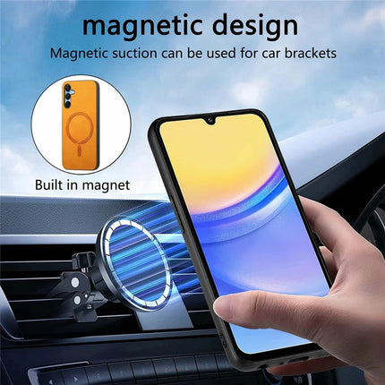 For Samsung Galaxy A16 5G / 4G Leather Back Case Compatible with MagSafe Skin-Touch Phone Cover