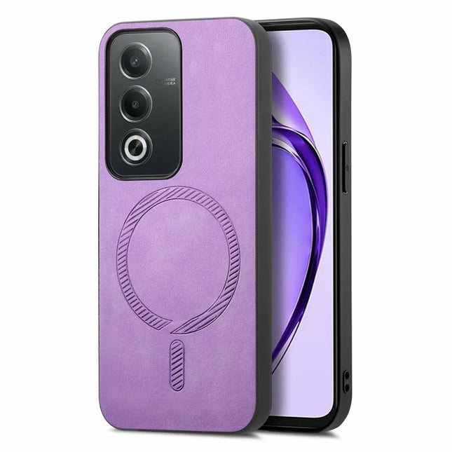 For Oppo A3 Pro (Global) 5G Leather Back Case Compatible with MagSafe Skin-Touch Phone Cover - Purple