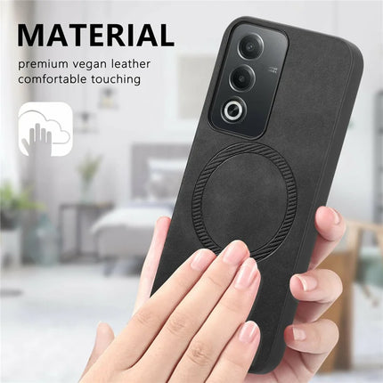 For Oppo A3 Pro (Global) 5G Leather Back Case Compatible with MagSafe Skin-Touch Phone Cover
