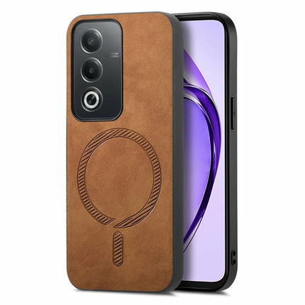 For Oppo A3 Pro (Global) 5G Leather Back Case Compatible with MagSafe Skin-Touch Phone Cover - Brown