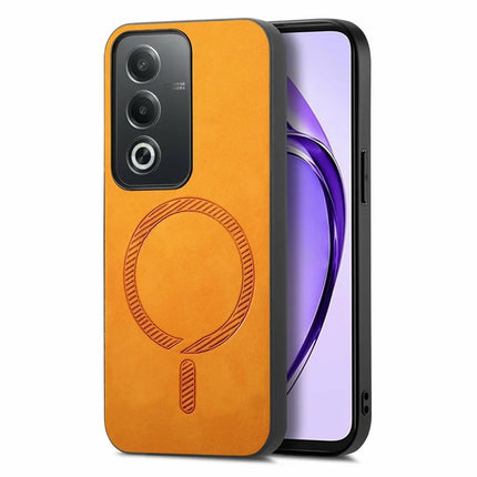 For Oppo A3 Pro (Global) 5G Leather Back Case Compatible with MagSafe Skin-Touch Phone Cover - Yellow