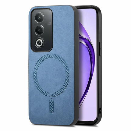 For Oppo A3 Pro (Global) 5G Leather Back Case Compatible with MagSafe Skin-Touch Phone Cover - Blue