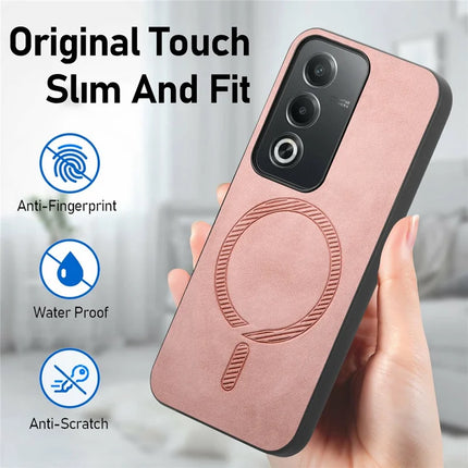 For Oppo A3 Pro (Global) 5G Leather Back Case Compatible with MagSafe Skin-Touch Phone Cover