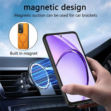 For Oppo A3 Pro (Global) 5G Leather Back Case Compatible with MagSafe Skin-Touch Phone Cover