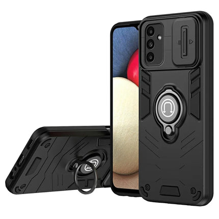 For Samsung Galaxy A16 4G / A16 5G Case Slide Camshield Kickstand PC+TPU Phone Cover - Black
