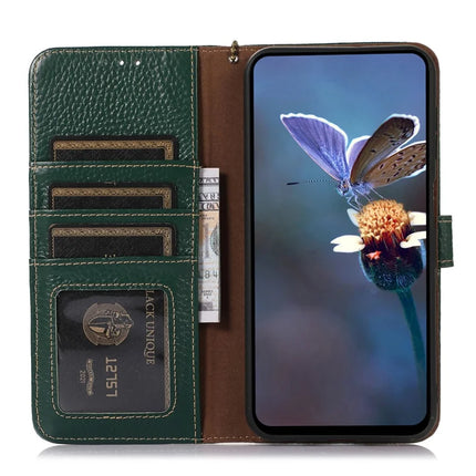 For Honor X7c 4G / 200 Smart 5G / Play 60 Plus 5G Case RFID Blocking Litchi Texture Genuine Cow Leather Phone Cover
