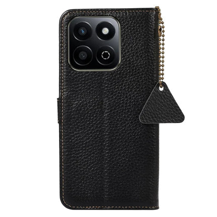 For Honor X7c 4G / 200 Smart 5G / Play 60 Plus 5G Case RFID Blocking Litchi Texture Genuine Cow Leather Phone Cover