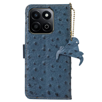 For Honor X7c 4G / 200 Smart 5G / Play 60 Plus 5G Case RFID Blocking Genuine Cow Leather Phone Case Ostrich Texture