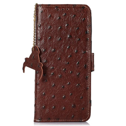 For Honor X7c 4G / 200 Smart 5G / Play 60 Plus 5G Case RFID Blocking Genuine Cow Leather Phone Case Ostrich Texture