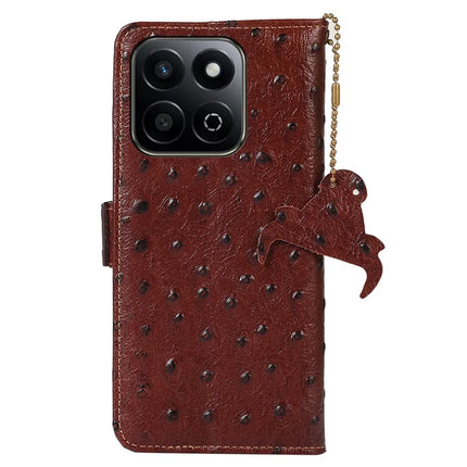 For Honor X7c 4G / 200 Smart 5G / Play 60 Plus 5G Case RFID Blocking Genuine Cow Leather Phone Case Ostrich Texture