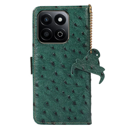 For Honor X7c 4G / 200 Smart 5G / Play 60 Plus 5G Case RFID Blocking Genuine Cow Leather Phone Case Ostrich Texture