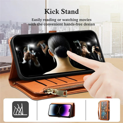 ESEBLE Galaxy Series For Motorola Moto G75 5G Case Leather Zipper Phone Cover RFID Blocking