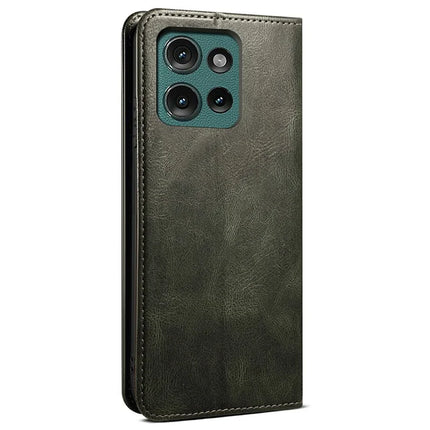 For Motorola Moto G75 5G Case Crazy Horse Texture Waxy Leather Wallet Stand Phone Cover