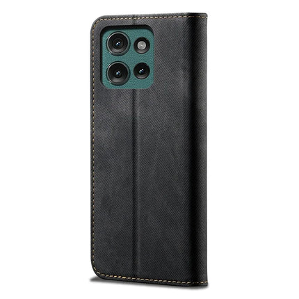 For Motorola Moto G75 5G Case Jeans Cloth Texture Anti-Scratch Leather Stand Phone Cover