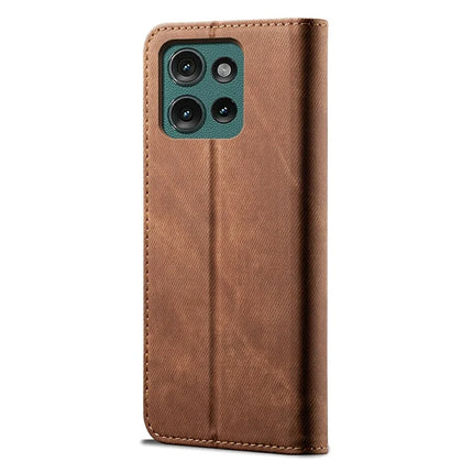 For Motorola Moto G75 5G Case Jeans Cloth Texture Anti-Scratch Leather Stand Phone Cover