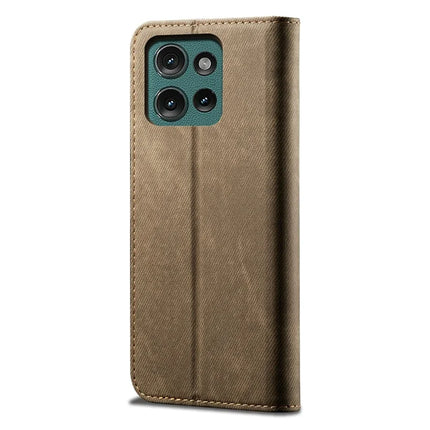 For Motorola Moto G75 5G Case Jeans Cloth Texture Anti-Scratch Leather Stand Phone Cover