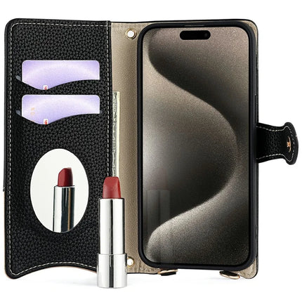 For iPhone 16 Pro Max Leather Case Wallet Stand Cover Irregular Tail Style with Chain Strap
