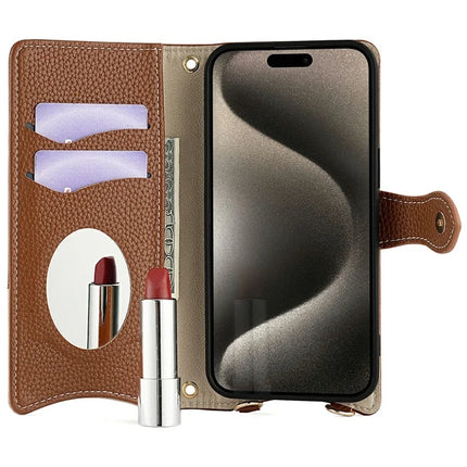 For iPhone 16 Pro Max Leather Case Wallet Stand Cover Irregular Tail Style with Chain Strap