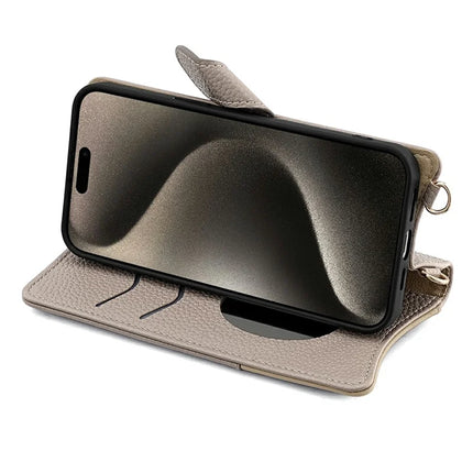 For iPhone 16 Pro Max Leather Case Wallet Stand Cover Irregular Tail Style with Chain Strap