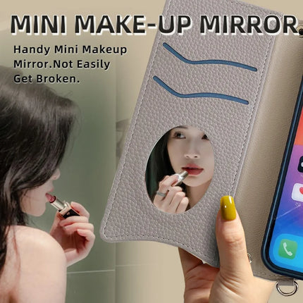 For iPhone 16 Pro Max Leather Case Wallet Stand Cover Irregular Tail Style with Chain Strap