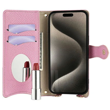 For iPhone 16 Pro Max Leather Case Wallet Stand Cover Irregular Tail Style with Chain Strap