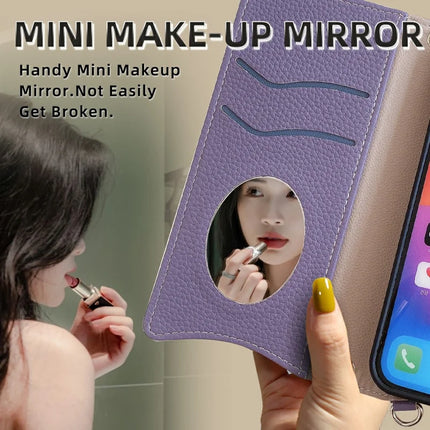 For iPhone 16 Pro Max Leather Case Wallet Stand Cover Irregular Tail Style with Chain Strap
