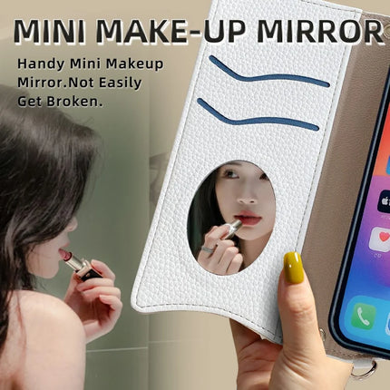 For iPhone 16 Pro Max Leather Case Wallet Stand Cover Irregular Tail Style with Chain Strap