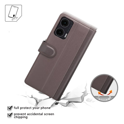 For Motorola Moto G35 5G Case Genuine Split Leather Phone Cover Wallet Card Slot