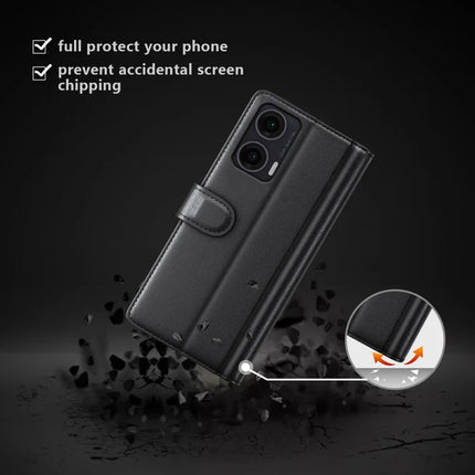 For Motorola Moto G35 5G Case Genuine Split Leather Phone Cover Wallet Card Slot