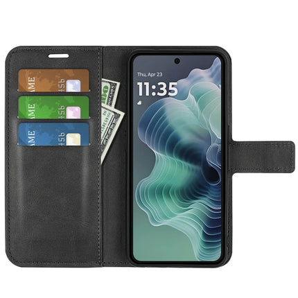 For Motorola Moto G35 5G Stand Case Anti-Scratch Calf Texture Leather Phone Cover