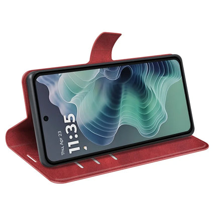 For Motorola Moto G35 5G Stand Case Anti-Scratch Calf Texture Leather Phone Cover