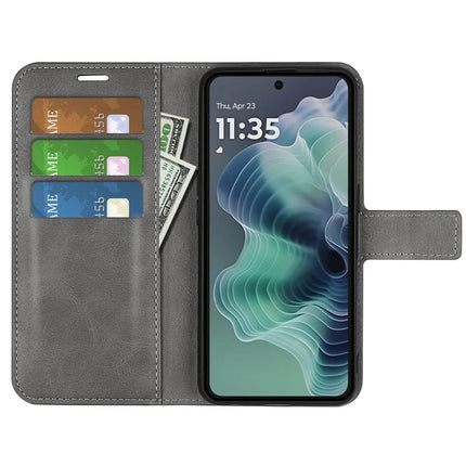 For Motorola Moto G35 5G Stand Case Anti-Scratch Calf Texture Leather Phone Cover