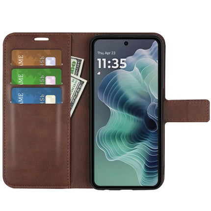 For Motorola Moto G35 5G Stand Case Anti-Scratch Calf Texture Leather Phone Cover