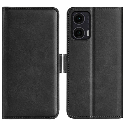 For Motorola Moto G35 5G Stand Case Calf Texture Leather Wallet Phone Cover - Black