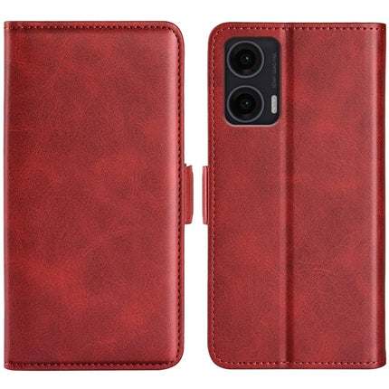 For Motorola Moto G35 5G Stand Case Calf Texture Leather Wallet Phone Cover - Red