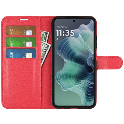 For Motorola Moto G35 5G Case Litchi Texture Shockproof Leather Wallet Phone Cover