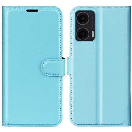 For Motorola Moto G35 5G Case Litchi Texture Shockproof Leather Wallet Phone Cover - Blue