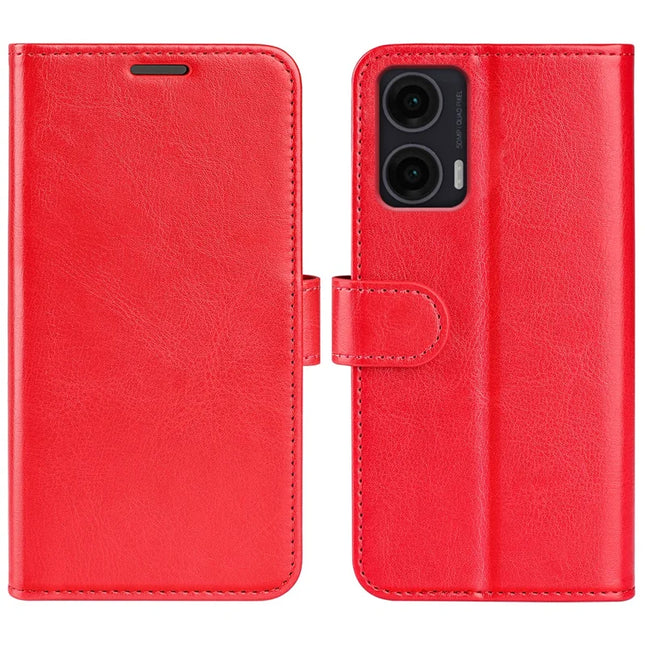 For Motorola Moto G35 5G Wallet Case Crazy Horse Texture Stand Leather Phone Cover - Red