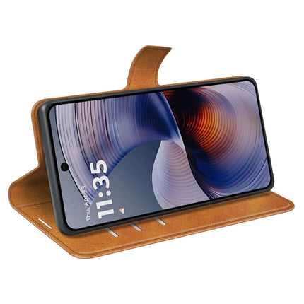 For Motorola Moto G55 5G Stand Case Anti-Scratch Calf Texture Leather Phone Cover