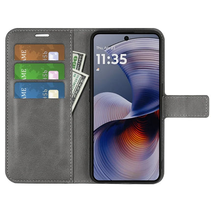 For Motorola Moto G55 5G Stand Case Anti-Scratch Calf Texture Leather Phone Cover