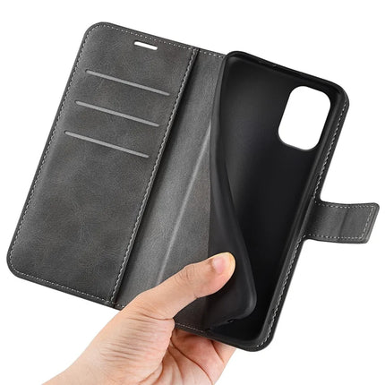 For Motorola Moto G55 5G Stand Case Anti-Scratch Calf Texture Leather Phone Cover