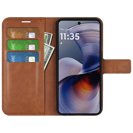 For Motorola Moto G55 5G Stand Case Anti-Scratch Calf Texture Leather Phone Cover