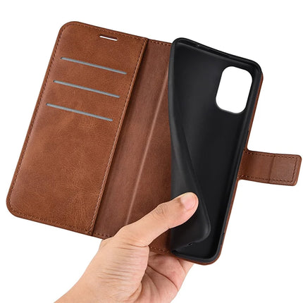 For Motorola Moto G55 5G Stand Case Anti-Scratch Calf Texture Leather Phone Cover