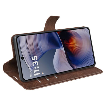 For Motorola Moto G55 5G Stand Case Anti-Scratch Calf Texture Leather Phone Cover