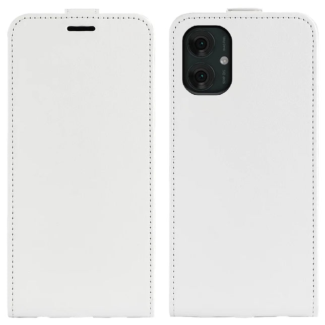For Motorola Moto G55 5G Case with Card Slots Vertical Flip Leather Phone Cover - White